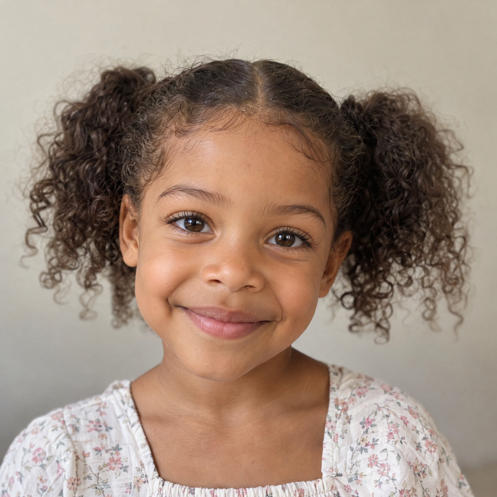 Photo de démonstration d'une petite fille nommée Louna, utilisée comme exemple de photo de départ