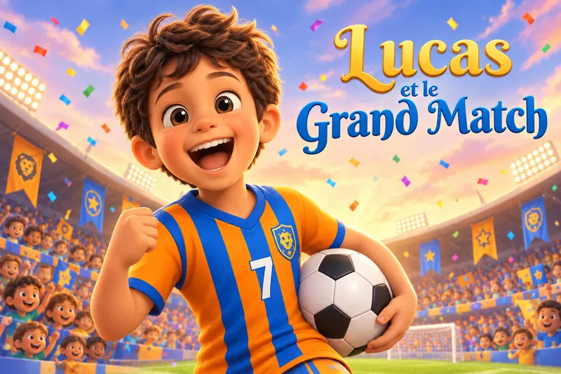 Couverture du livre personnalisé Le Grand Match : un enfant footballeur au centre du stade